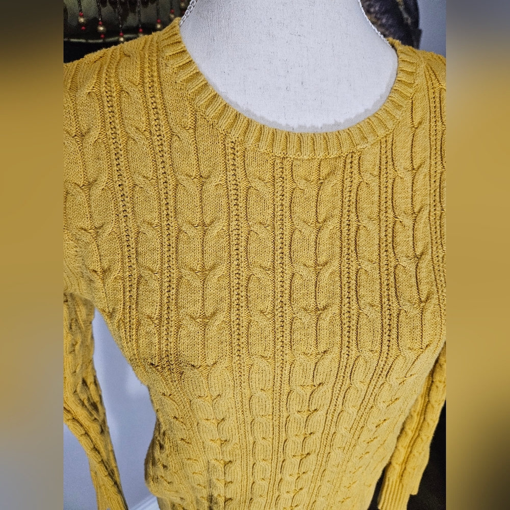 EUC St. John's Bay Yellow Cable Knit Sweater
